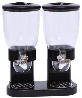 Droog Voedsel Dispensers Vaten Granen Doos Luchtdichte Container Ronde Graan Dispenser 2 Buis Havermout Distributeur Keuken Containers zwart