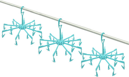 Droogcarrousel/droogmolen blauw met 18 knijpers 48 cm