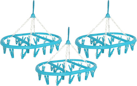 Droogcarrousel/droogmolen blauw met 20 knijpers 41 x 32 cm