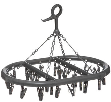 Droogcarrousel/droogmolen - donkergrijs - met 24 knijpers - 45 x 33 cm - kunststof