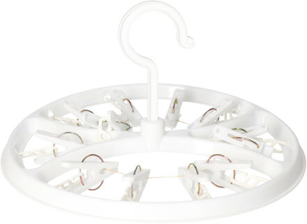 Droogcarrousel/droogmolen wit met 12 knijpers 26,5 cm - Hangdroogrek