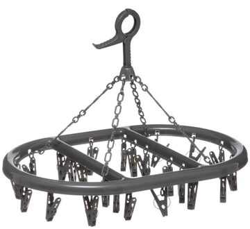 Droogcarrousel voor droogbloemen - donkergrijs - met 24 knijpers - 45 x 33 cm - kunststof