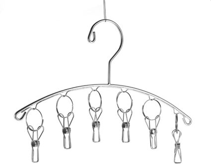 Droogrek Multi-Functionele Ondergoed Sokken Kleding Clip Rack Roestvrij Staal Winddicht Kleerhanger 6 Clips