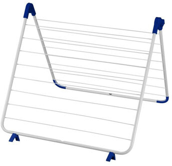 Droogrek voor in bad - verstelbaar 60-120 cm - 9 meter drooglengte - wit/blauw frame - wasrek