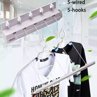 Droogrekken Wandmontage Hanger Intrekbare Indoor Kleerhanger Droogrek Handdoekenrek Automatische Telescopische Waslijn 04