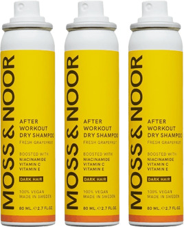 Droogshampoo Moss & Noor After Workout Dry Shampoo Dark Hair Pocket Size 3 x 80 ml