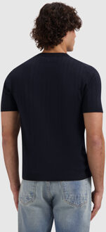 Drop-Needle Knitted T-shirt Navy  M