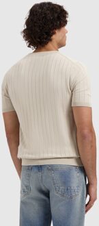 Drop-Needle Knitted T-shirt Sand  XL Beige