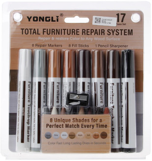 Drop Ship 17Pcs Furniture Touch Up Kit Markers & Filler Sticks Wood Scratches Restore Kit