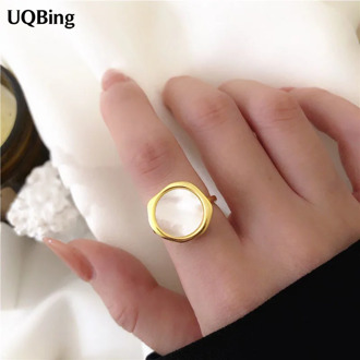 Drop Shipping Luxury 925 Sterling Silver Round White Shell Wedding Rings For Women Christmas Gifts