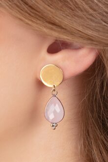 Drop Stud oorbellen in goud en rozenkwarts roze Roze/Goud