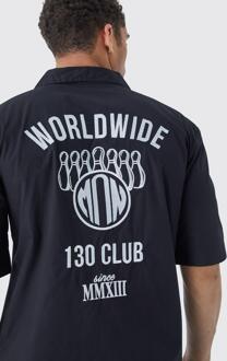 Dropped Poplin Worldwide Club Overhemd Met Revers Kraag, Black