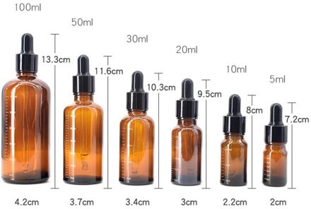 Dropper Flessen Met Schaal 5Ml-100Ml Reagens Eye Amber Glas Aromatherapie Vloeibare Pipet Fles Hervulbare Flessen reizen 20ml