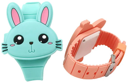 Droppshiping 1 Pcs Kids LED Electronic Watch Silicone Band Cartoon Rabbit Flip Case Wrist Watch Lovely Gift dg88