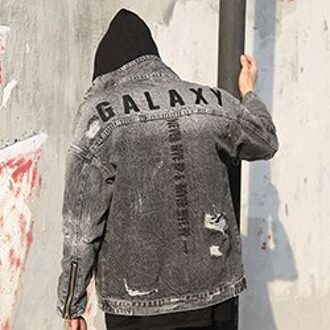 Dropshippig Retro Galaxy Borduurwerk Denim Jassen Heren Gescheurde Gat Jeans Jassen Hip Hop Streetwear Jas Voor Mannelijke X552 Xxl