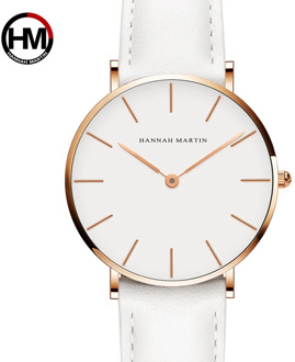 Dropshipping Japan Quartz Simple Women Fashion Watch White Leather Strap Ladies Wrist Watches Brand Waterproof Wristwatch 36mm