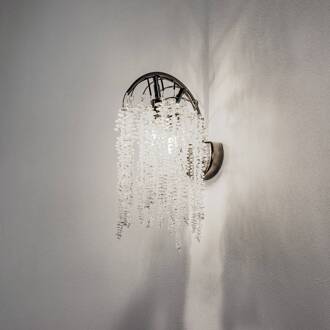 Druif wandlamp, parelzwart, 2-lamps, kristalglas helder, parelzwart