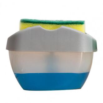 Druk Zeepdispenser Met Spons Afwassen Vloeibare Container Keuken Vaatwasser grijs