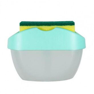 Druk Zeepdispenser Met Spons Afwassen Vloeibare Container Keuken Vaatwasser munt groen