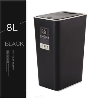 Drukken Soort In-Home Met Deksel Afvalbakken Keuken Badkamer Prullenbak Mand Food Grade Pp Geen Formaldehyde Afval bin zwart