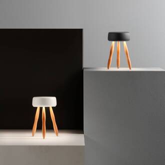Drum design-tafellamp, accu, hout/zwart licht hout, zwart