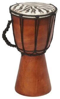Drum/Trommel - handgemaakt - met zebraprint - 25 cm - muziek cadeau - decoratie Bruin