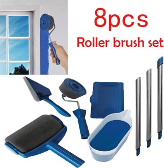 Drum Type Multifunctionele Diy Handvat Schilderen Gereedschap Rollen Muur Versieren Schilderen Roller Borstel Set Verf Runner Roller Kit 8stk reeks