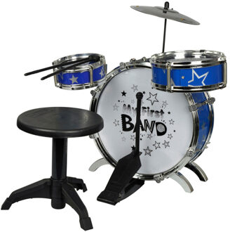 Drumstel met krukje blauw