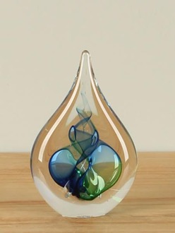 Druppel uit glas, blauw/groen 807012BL