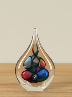 Druppel uit glas, blauw/roze/groen 804012R