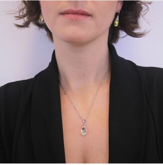 Druppelhaaksets - Oostenrijks kristal Wit Zilver - One Size