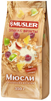 Dry breakfast-muesli cereals and fruit, Musler 350g.