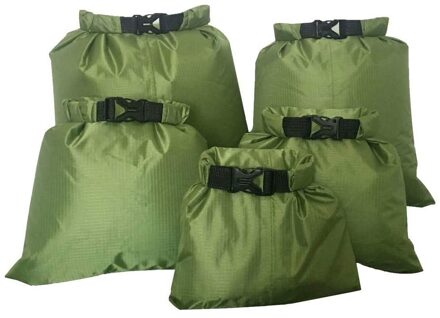 Drybag Waterdichte Dry Bag Lichtgewicht Snorkelen Drifting Tas Voor Camping Varen Kajakken Rafting Drifting Zwart 5Pcs Drybag leger groen