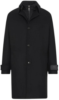 DRYKORN Zwarte gewatteerde jas met trenchkraag en zakken Drykorn , Black , Heren - Xl,L,S