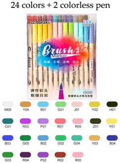 Ds 6/12/24 Kleuren Aquarel Dual Brush Pen Set Borstel Markers Zachte En Harde Belettering Pen Fabricolor bullet Journal Levert