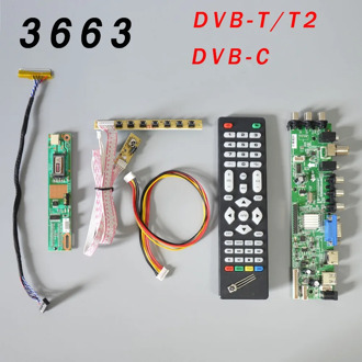 DS.D3663LUA.A81.2.PA V56 V59 Universal LCD Driver Board Support DVB-T2 TV Board+7 Key Switch+IR+1 Lamp Inverter+LVDS 3663