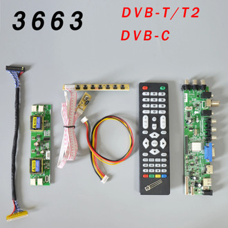 DS.D3663LUA.A81.2.PA V56 V59 Universal LCD Driver Board Support DVB-T2 TV Board+7 Key Switch+IR+4 Lamp Inverter+LVDS 3663