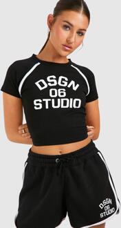 Dsgn Studio Piping Detail Fitted T-Shirt And Short Set, Black - M