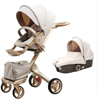 DSLAND High Landscape Aluminium Alloy Baby Stroller Can Sit Reclining Foldable Reversible Baby Four-wheeler Carts 0-4Y