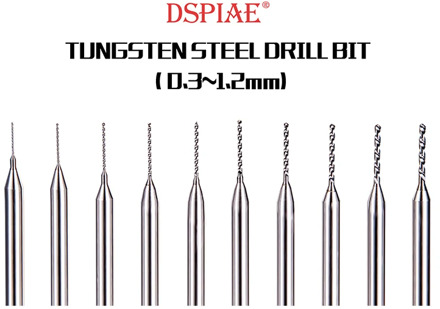 DSPIAE DB-03 Tungsten Steel Drill Bit 0.3~1.2mm Combo Set Model Assembly Tool Hobby Accessory