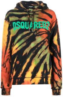 Dsquared2 Abstract-Print Katoenen Hoodie Dsquared2 , Multicolor , Dames - L,S,Xs