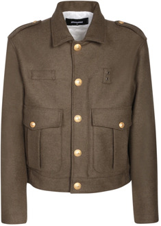 Dsquared2 Army Green Wool-Blend Livery Jas Dsquared2 , Green , Heren - M