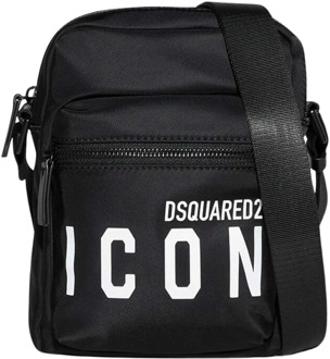 Dsquared2 Be Icon crossbodytas met leren details Zwart - 1 maat