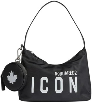 Dsquared2 Be Icon schoudertas met leren details en afneembaar etui Zwart - 1 maat