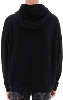 Dsquared2 bedrukt logo grote zakken zwarte hoodie