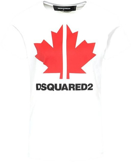 Dsquared2 Bedrukt Logo Korte Mouwen Shirt Dsquared2 , White , Dames