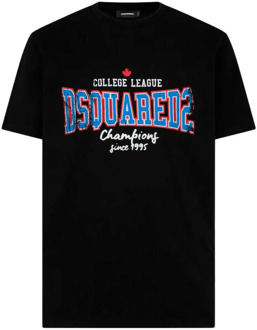 Dsquared2 Bedrukt Logo T-shirt, Zwart Dsquared2 , Black , Heren - 2Xl,Xl,L,M,S