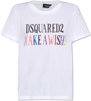 Dsquared2 Bedrukt T-shirt Dsquared2 , White , Dames - L,M,S,Xs,2Xs