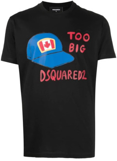 Dsquared2 Bedrukt T-shirt met petafbeelding Dsquared2 , Black , Heren - M,S