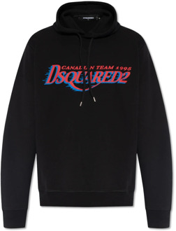 Dsquared2 Bedrukte hoodie Dsquared2 , Black , Heren - 2Xl,Xl,L,M,3Xl